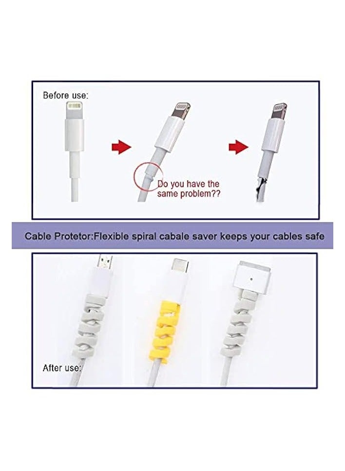 KASTWAVE 24 Pieces Charger Cable Saver, Silicone Flexible Wire Protector, Data Lines Cable Protector, Wire Repair, Type-C Cord Protector Headphone Adapter Saver Spiral Wrap Strain Relief Sleeve - Image 5