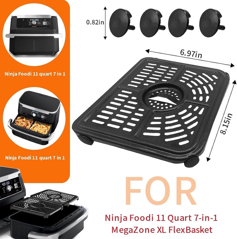 GXF Air Fryer Replacement Parts for Ninja Foodi AF500UK 10.4L 7-in-1 FlexDrawer Dual Zone Large Drawer, 2PCS Air Fryer Accessories Grill Pan Plate Crisper Tray with Rubber Bumpers, Dishwasher Safe - Image 2