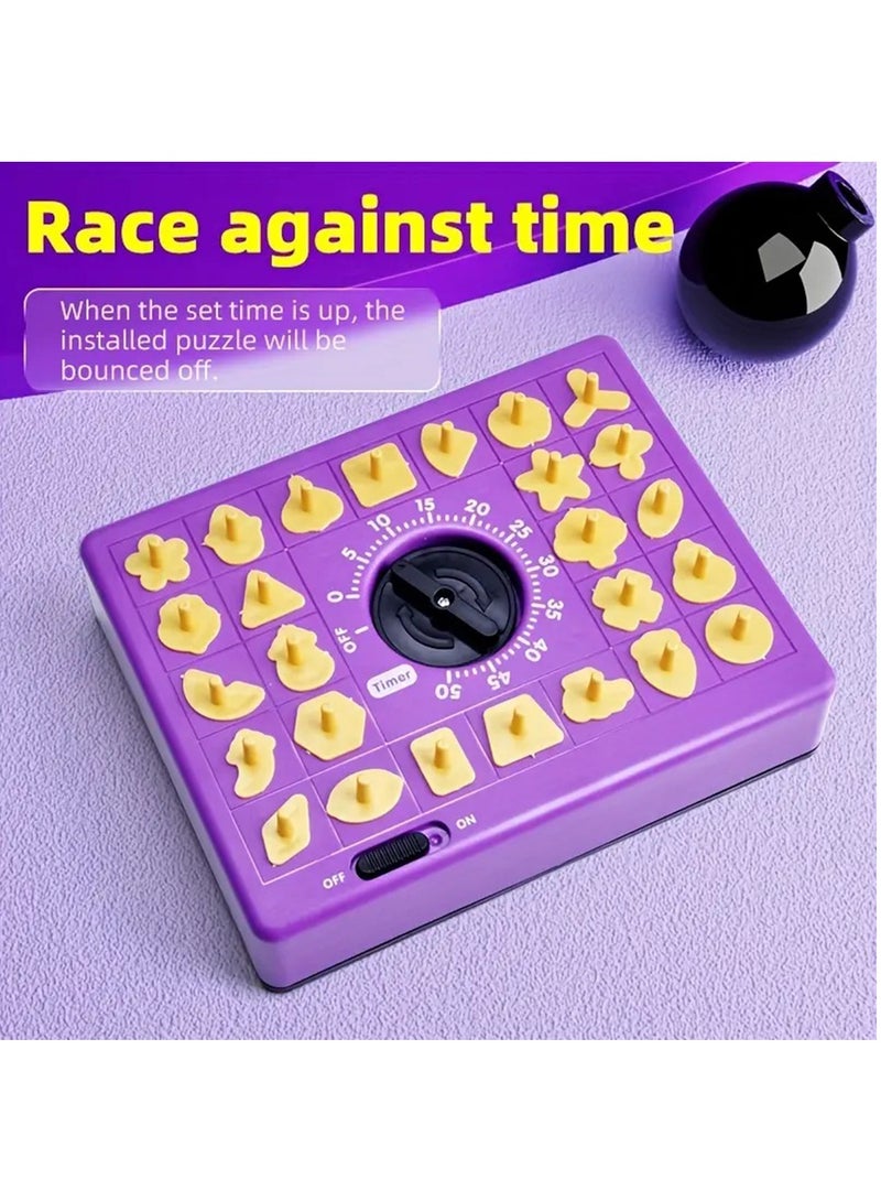 Arabest Timing Puzzle Toy, Winning Fingers Shape Toy Puzzle Game, Pop Up Board Game With Shape Puzzles, Two Players Concentration Games Puzzle Board Matching Game, Purple - Image 1