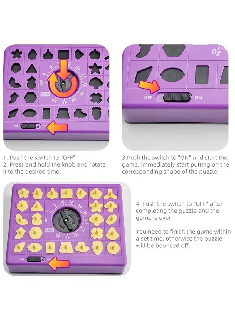 Arabest Timing Puzzle Toy, Winning Fingers Shape Toy Puzzle Game, Pop Up Board Game With Shape Puzzles, Two Players Concentration Games Puzzle Board Matching Game, Purple - Image 2