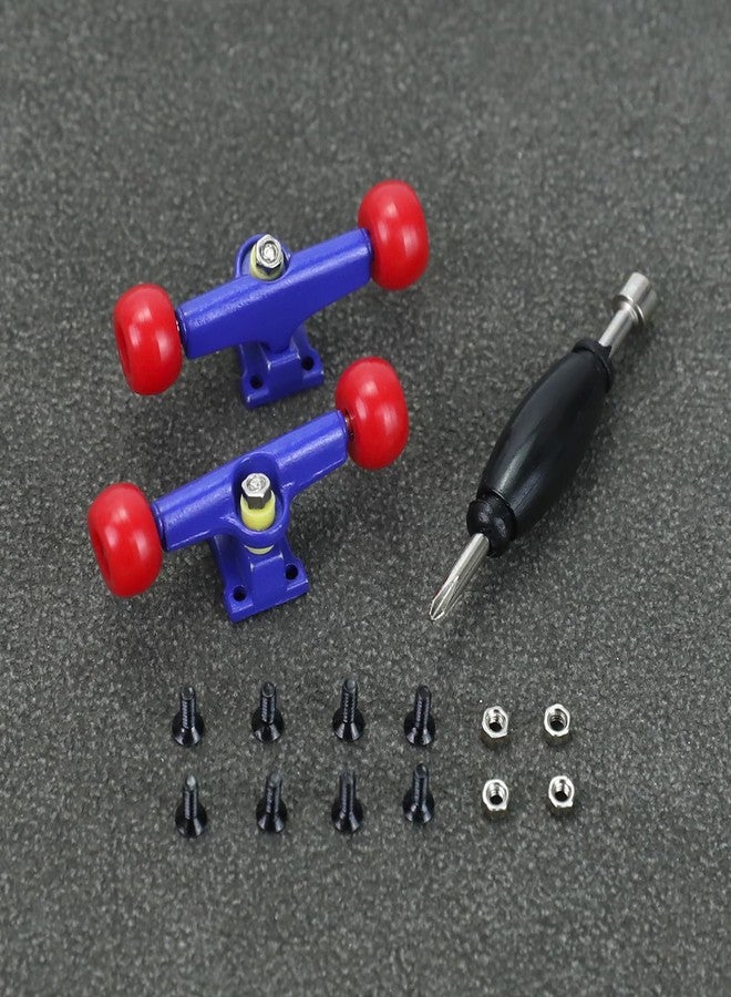 DisplayMore 19PCS Fingerboard Skateboard Bearing Wheels Tool Set, Blue Trucks & Red Spherical Fingerboard Bearing Wheels & Nuts & Screw & Screwdriver - Image 4