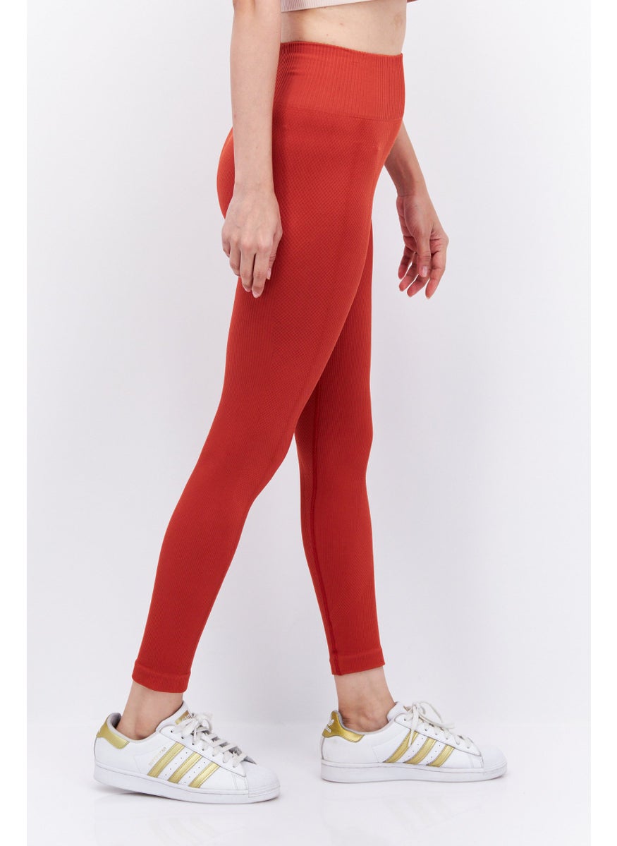 Etam Women Regular Fit Textured Pants, Orange  - Image 4