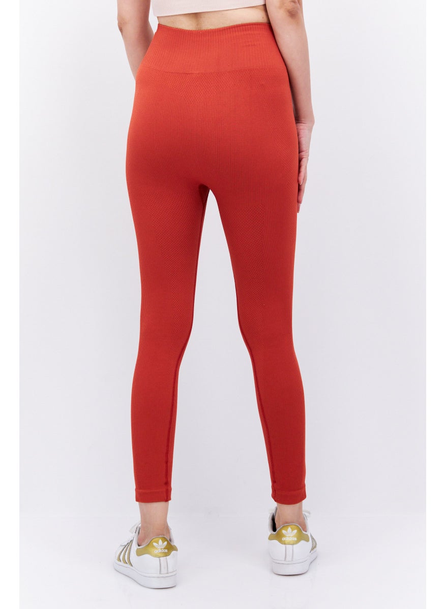 Etam Women Regular Fit Textured Pants, Orange  - Image 2