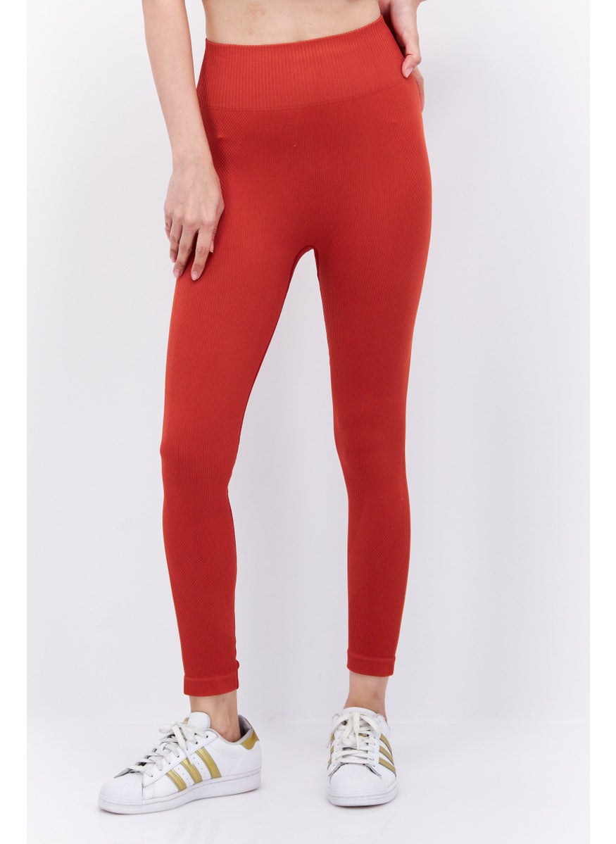 Etam Women Regular Fit Textured Pants, Orange  - Image 1