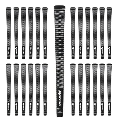 Karma Velour Jumbo Plus Golf Grips 25 Piece Golf Grip Set 18 Oversized BlackWhite Velvet Style Replacement Golf Club Grips for Men - Image 1