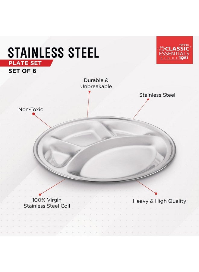 CLASSIC ESSENTIALS Stainless Steel Compartment Plate Bhojan Thali, Lunch/Dinner Plate - Image 2