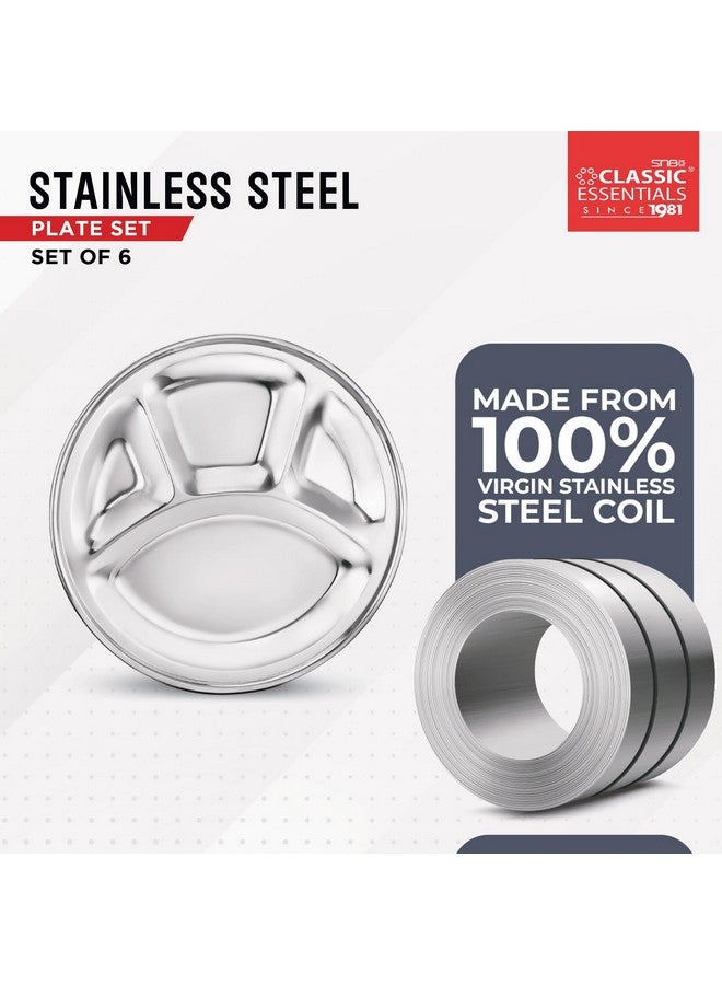 CLASSIC ESSENTIALS Stainless Steel Compartment Plate Bhojan Thali, Lunch/Dinner Plate - Image 5