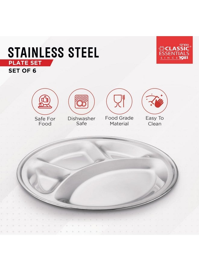 CLASSIC ESSENTIALS Stainless Steel Compartment Plate Bhojan Thali, Lunch/Dinner Plate - Image 3