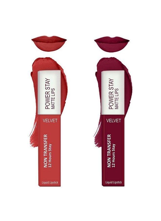 FORSURE - Liquid Matte Lipstick Waterproof Power Stay Lipstick Combo (Upto 12 Hrs Stay) (Bright Red Cherry Maroon) - Image 1