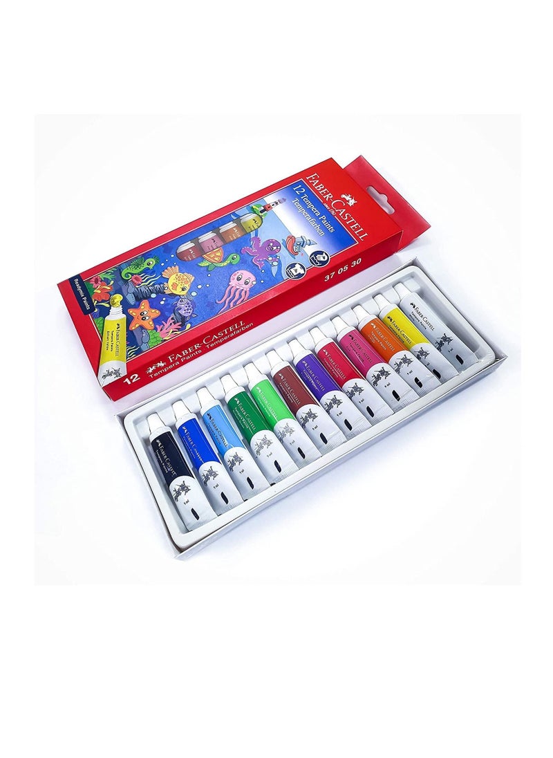FABER-CASTELL - 17-Piece Tempera Colour Painting Set With Sketchbook and Brushes - Image 1