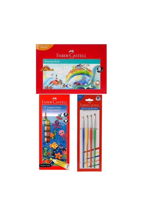17-Piece Tempera Colour Painting Set With Sketchbook and Brushes