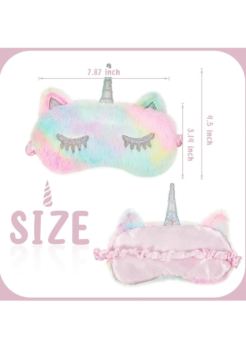 Oasisgalore 3 Pcs Plush Cat Eye Covers, Soft Sleep Blindfolds in Mixed Colors (Pink, White) for Kids, Girls, Adults, Travel  - Image 2