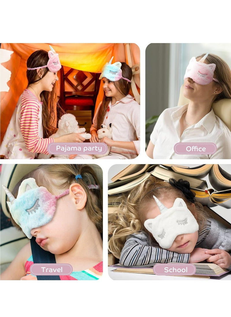 Oasisgalore 3 Pcs Plush Cat Eye Covers, Soft Sleep Blindfolds in Mixed Colors (Pink, White) for Kids, Girls, Adults, Travel  - Image 4