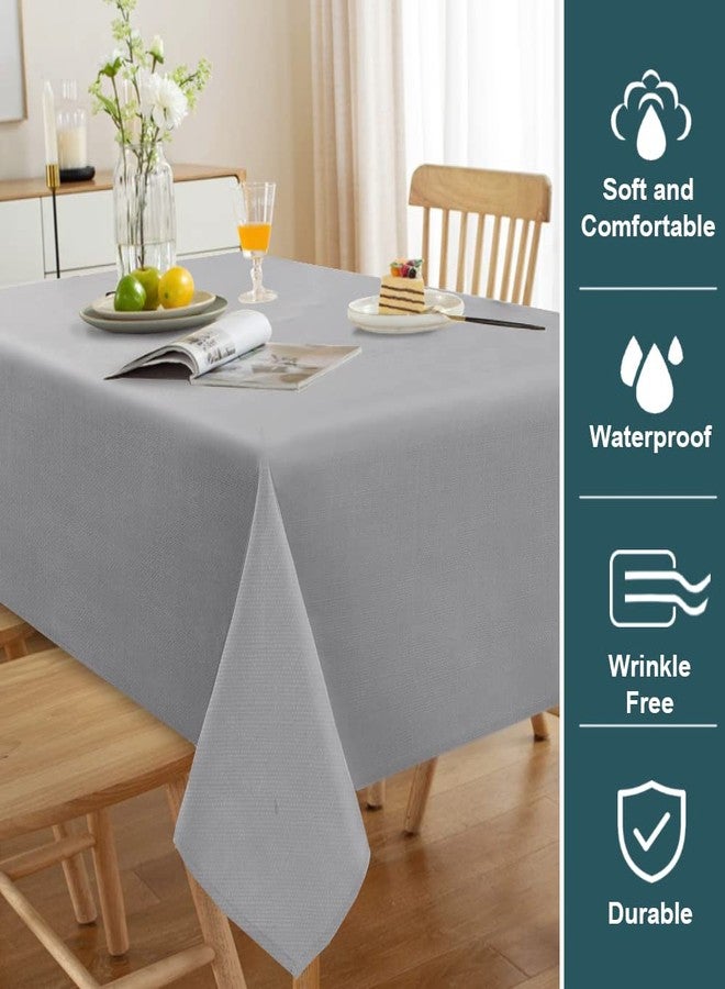 FantasDecor Square Tablecloth Linen Table Clothes for Square Tables Wrinkle Resistant and Waterproof Washable Fabric Cover for Dining Room and Outdoor Use, Grey, 54 x 54 Inch - Image 2