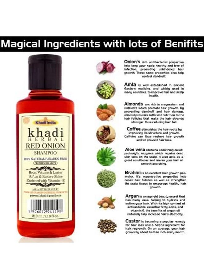 Khadi Herbal - Herbigiri Herbal 100% Pure & Natural Red Onion Shampoo l For Hair Growth & Control Hair Losses 630Ml (Pack Of 3) - Image 1