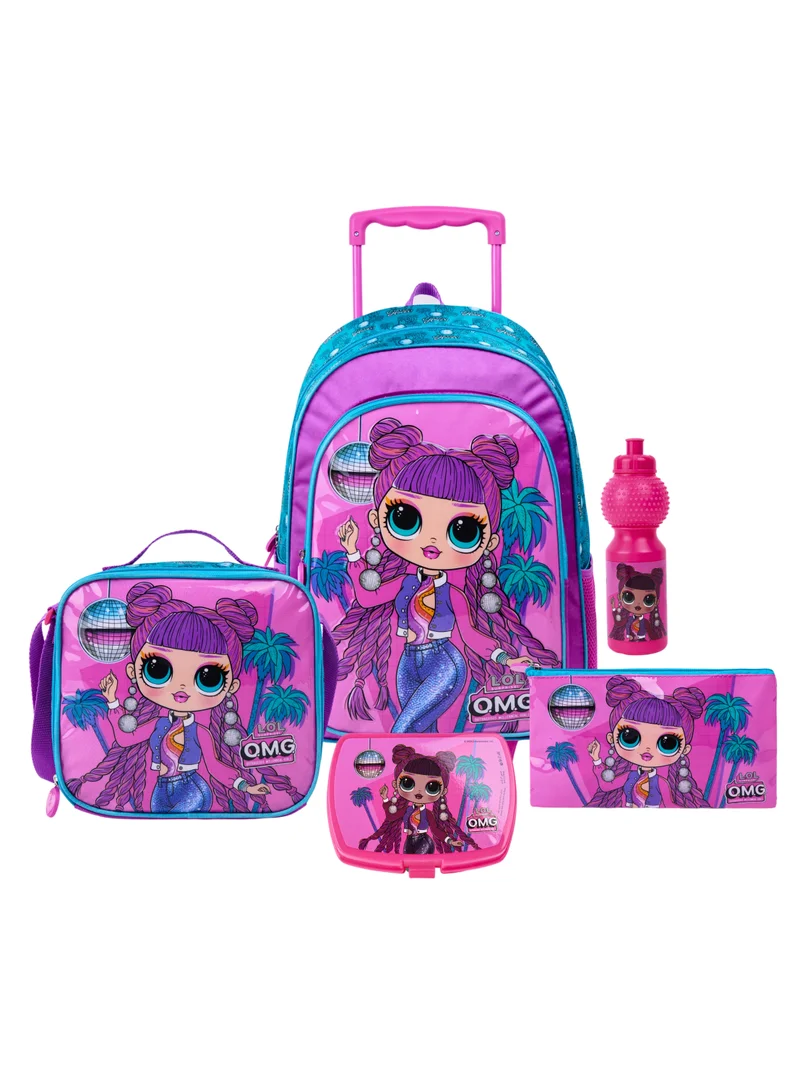 MGA LOL Dance Queen 5In1 Trolley Box Set 18" I Trolley I Lunch Bag I Water Bottle I Pencil Case I Lunch Box I