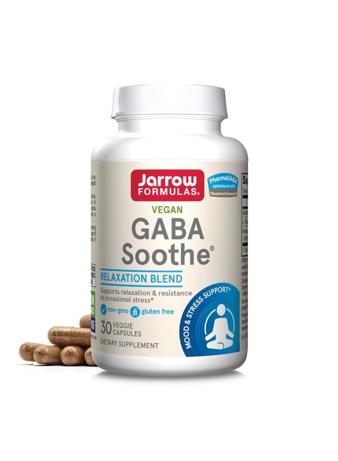 jarrow formulas ® GABA Soothe®, 3 Ingredient Dietary Supplement for Relaxation and Occasional Stress, 30 Veggie Capsules, 30 Day Supply - Image 1