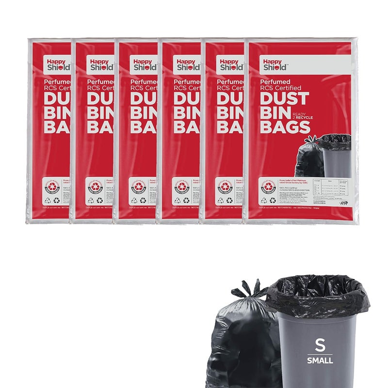 Happy Shield Happy Shield Perfumed Garbage Bags 180 Pieces Small 17x19 Inches 30 piecespack Pack of 6 Black  - Image 1
