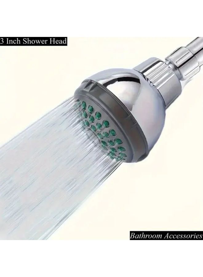 Chrome 3 Inch Rain Shower Head Overhead Waterfall Fixed Position Adjustable Swivel Ball Joint G1 2 Faucet Connection ABS Construction Polished Finish Modern Bathroom - Image 2