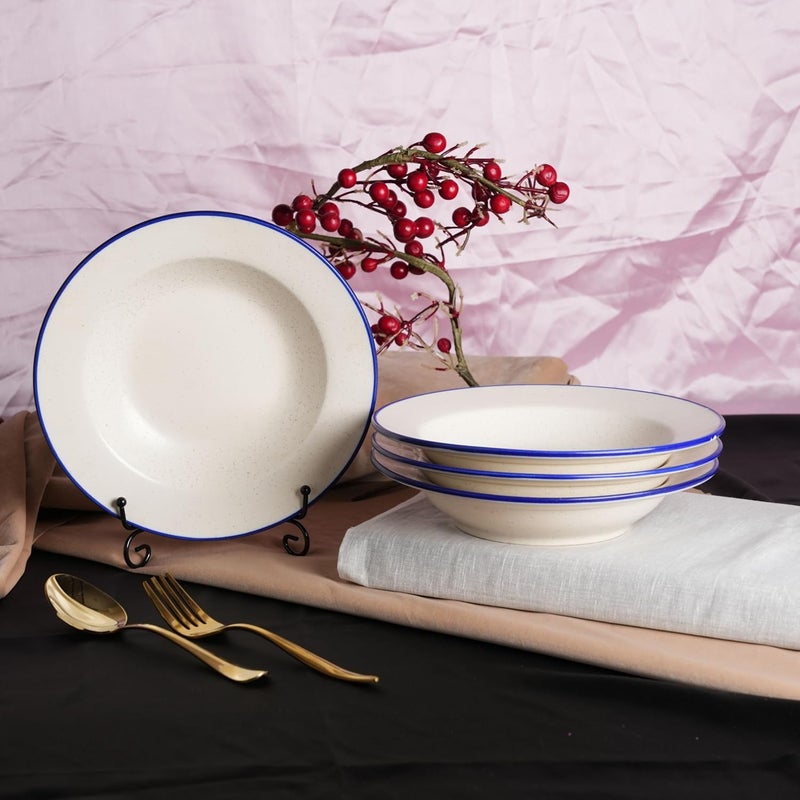 Caffeine Caffeine Ceramic Handmade Stoneware Marble Matte Style Soup Plate/Pasta Plate/Maggie Plate/Macaroni Plate 9 inches (Set of 6 Dishwasher & Microwave Safe) - Image 3