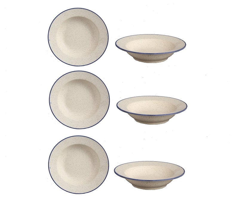 Caffeine Caffeine Ceramic Handmade Stoneware Marble Matte Style Soup Plate/Pasta Plate/Maggie Plate/Macaroni Plate 9 inches (Set of 6 Dishwasher & Microwave Safe) - Image 1