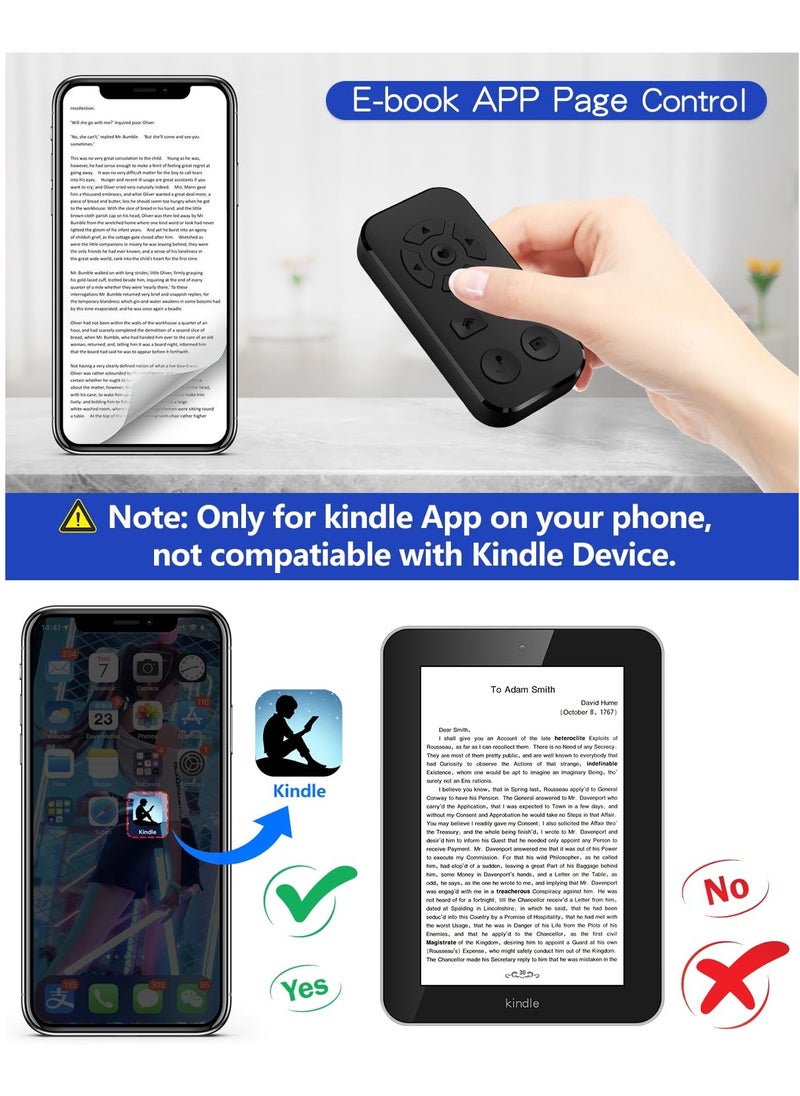 Excefore Bluetooth Scrolling Page Turner, Bluetooth Page Turner for Kindle App, Camera Photo and Video Clicker for iPhone, Support Tiktok Video Recording/Play/Pause/Give a Like  - Image 5