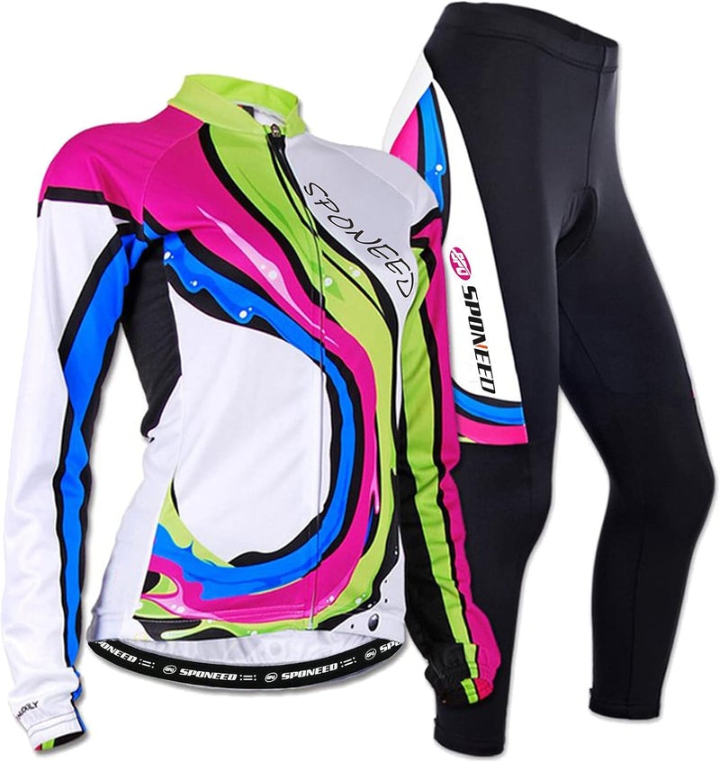 sponeed Women's Cycle Jersey Long Sleeve Bike Riding Clothes Breathable - Image 1