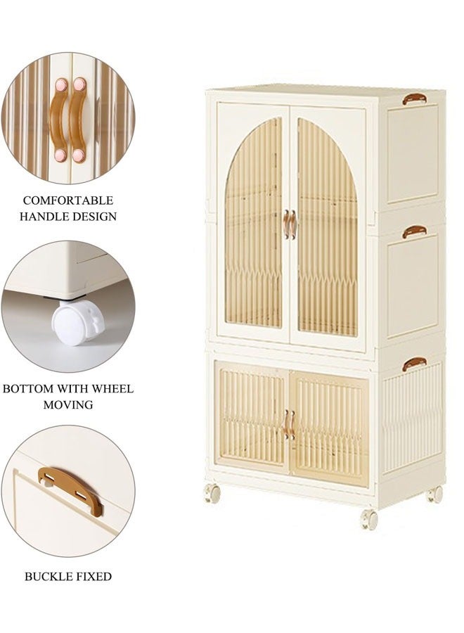 NKX 2 Layers Stylish Multi-Functional Storage Cabinet & Children's Wardrobe include 10 piece Cloth Hanger  - Image 3