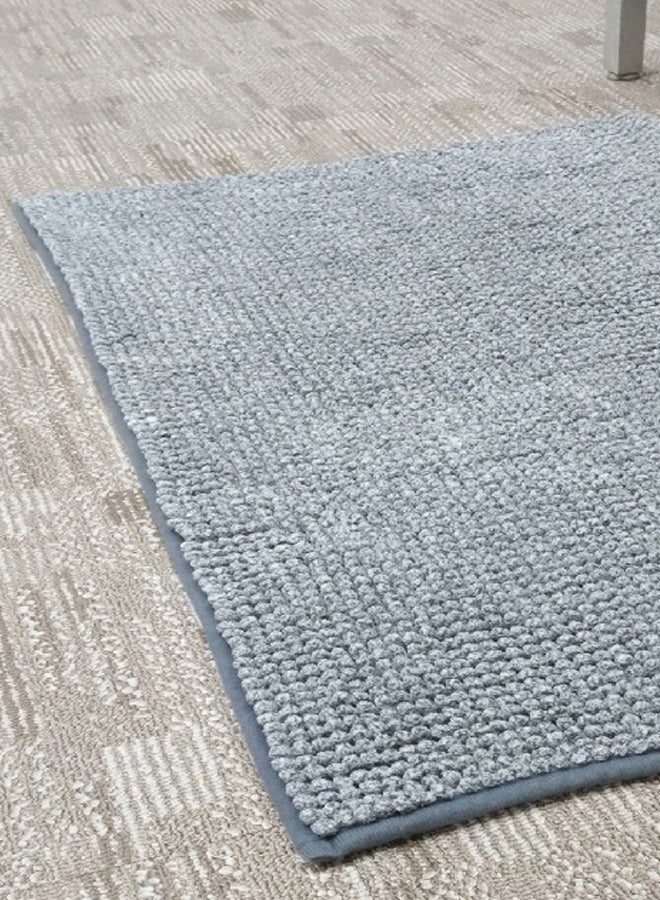Anti Slip Quick Drying Chenille Fleece Rectangular Bath Mat Grey 50 x 81 cm
