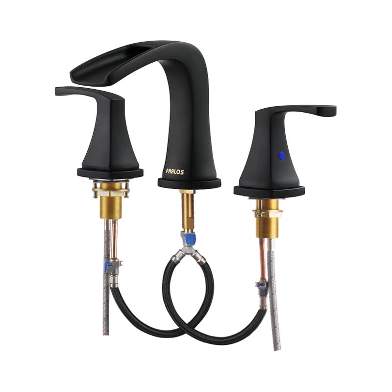 PARLOS 2Handle Widespread Waterfall Roman Bathtub Faucet Tub Filler with Valve Matte Black 1434204