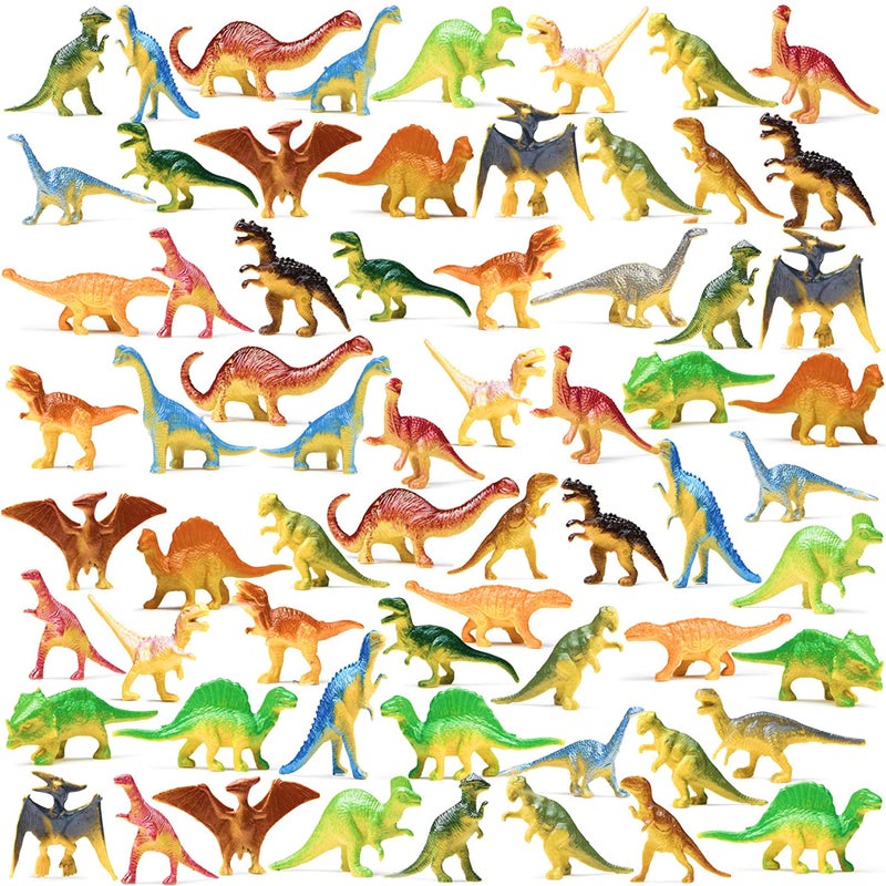 Prextex PREXTEX Mini Dinosaur Figure Toys Box (72 Count)  Best for Dinosaur Party Favors Cake Toppers Easter Eggs Filler  Plastic Dinosaurs  Dinosaur Cupcake Toppers  Small Dinosaur Toys  Cupcake Toppers 