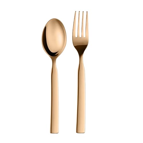 FnS Allie 12 pcs Stainless Steel Rose Gold Cutlery Set (6 Dinner Spoon, 6 Dinner Forks) - Image 2