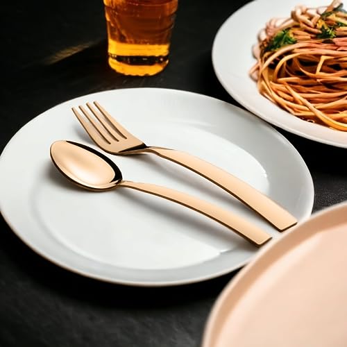 FnS Allie 12 pcs Stainless Steel Rose Gold Cutlery Set (6 Dinner Spoon, 6 Dinner Forks) - Image 1