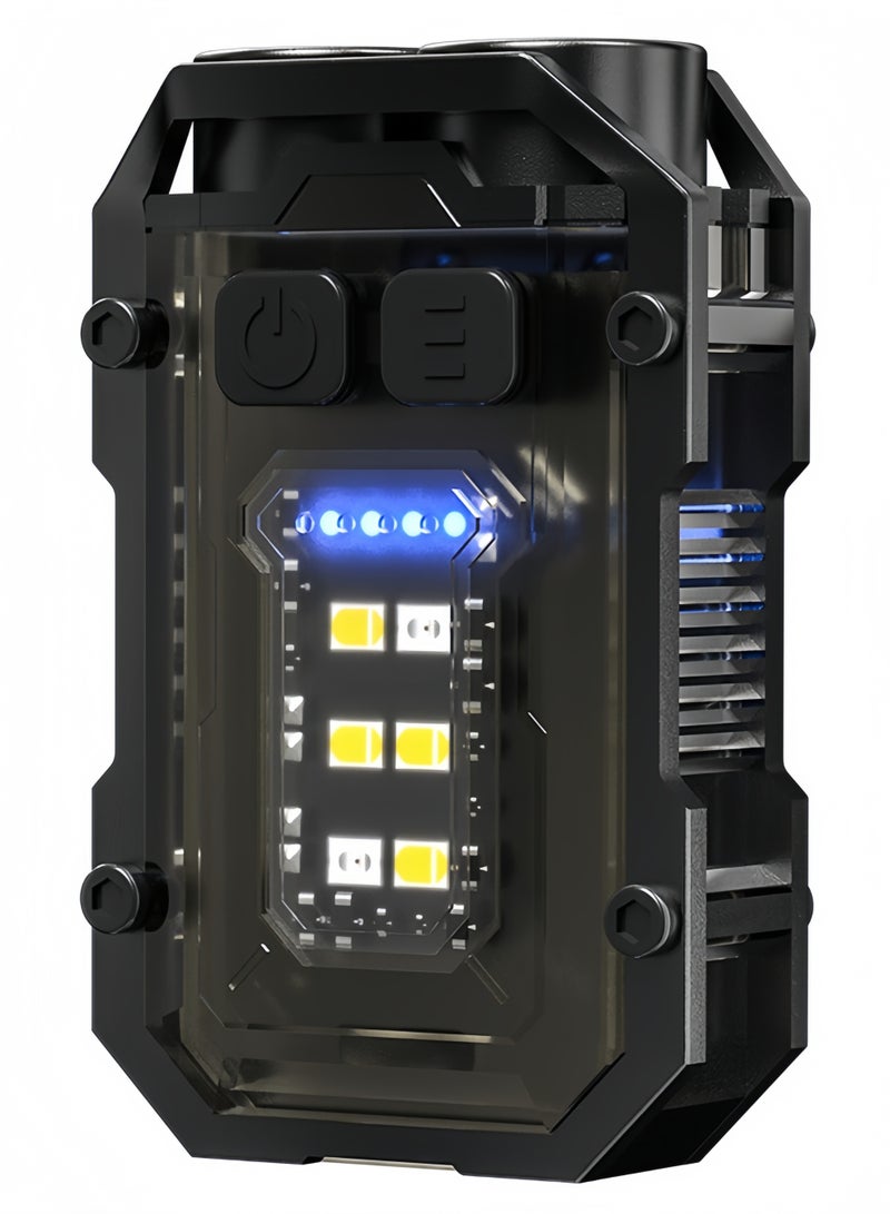 مصباح يدوي صغير قابل لإعادة الشحن على شكل سلسلة مفاتيح EDC، 8 أوضاع، 1000 لومن عالي السطوع، مصباح يدوي صغير محمول مع مغناطيس ومشبك - Image 2