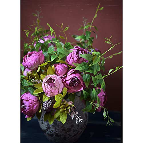 FiveSeasonStuff Vintage Artificial Peonies Silk Peony Flowers and Hydrangeas for Wedding Bridal Home Décor – Beautiful Floral Centerpiece Arrangement Decoration with 2 Bouquets (Thistle Purple) - Image 5
