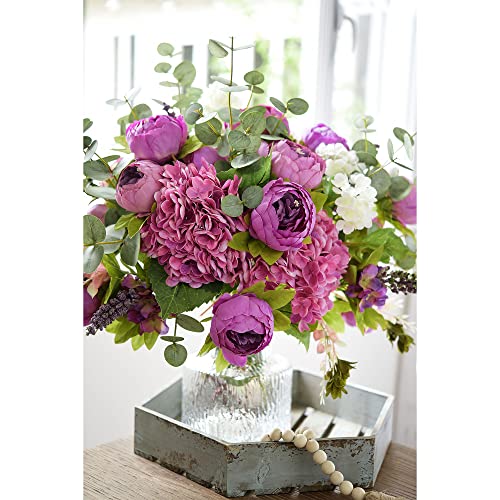 FiveSeasonStuff Vintage Artificial Peonies Silk Peony Flowers and Hydrangeas for Wedding Bridal Home Décor – Beautiful Floral Centerpiece Arrangement Decoration with 2 Bouquets (Thistle Purple) - Image 4