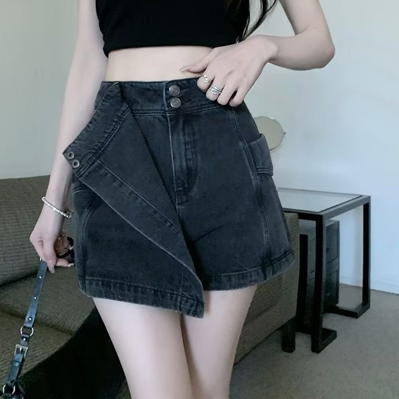 American Retro Denim Skirt Women'S Summer Short Skirt A- Line Half Skirt Girl High Waist Hip Skirt - Image 3