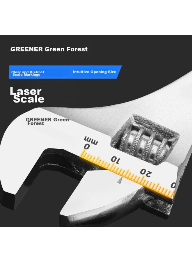 Greener Adjustable Wrench 10-inch Set, Universal Wrench, Wide-mouth Multi-functional Plumbing Adjustable Wrench, Smooth Handle - Image 3