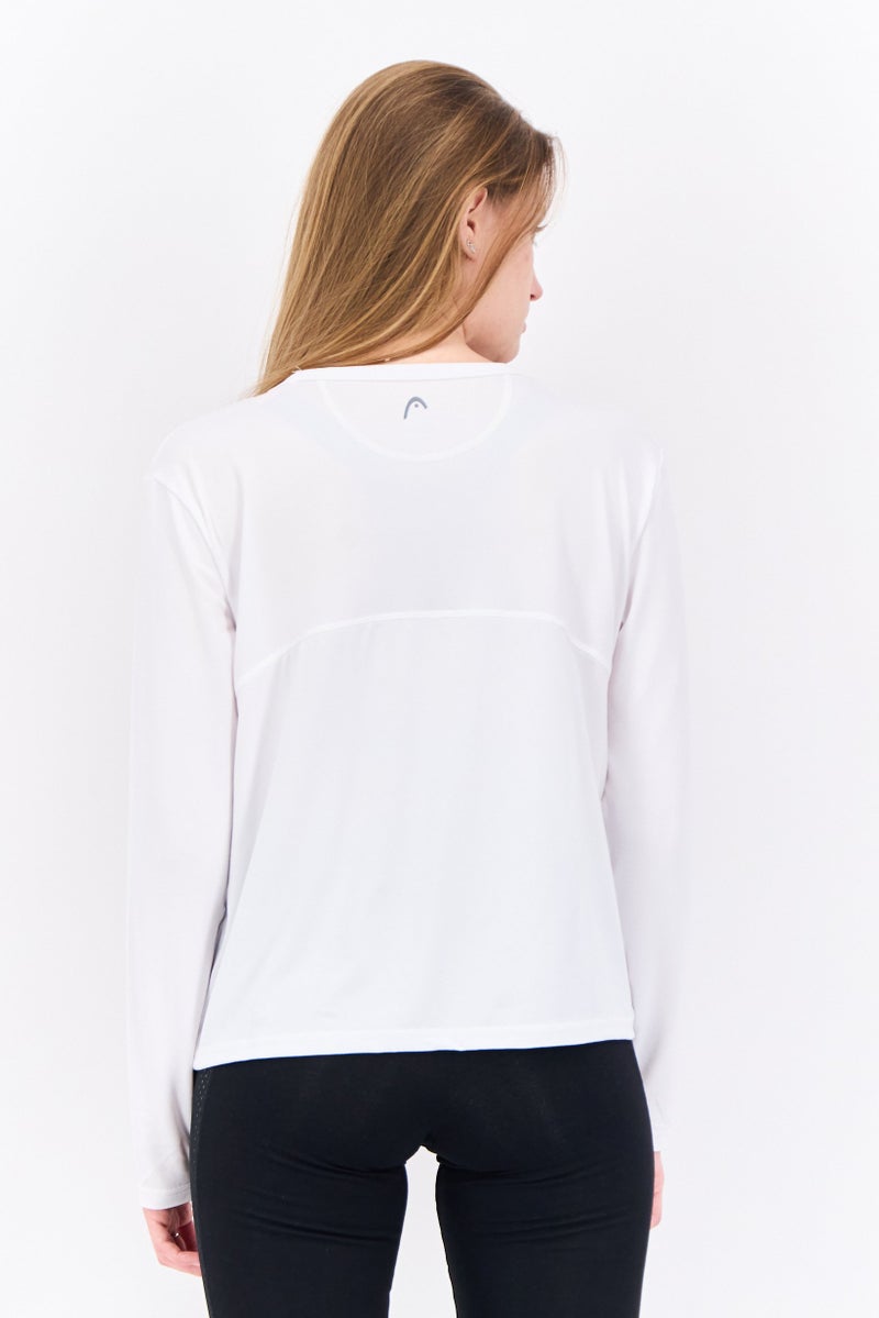 HEAD بلوزة نسائية بأكمام طويلة مريحة، بيضاء - Image 2