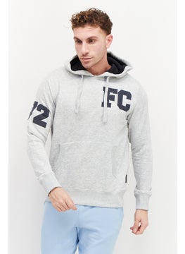 French Connection Men Hooded Long Sleeve Graphic Sweatshirt, Grey  - Image 1