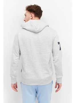 French Connection Men Hooded Long Sleeve Graphic Sweatshirt, Grey  - Image 4