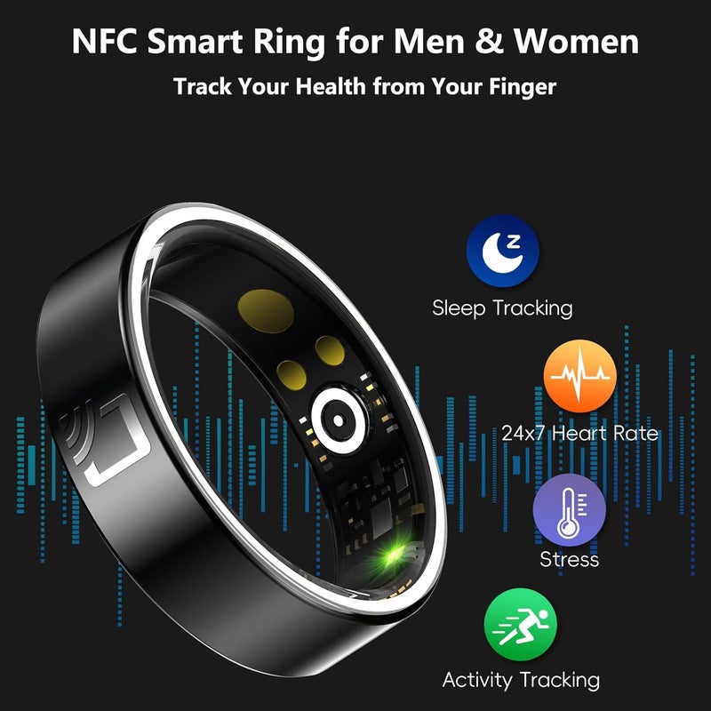 Smart Ring - Health and Sleep Tracker, NFC Access Control, Blood Oxygen and Heart Rate Monitor Sleep Ring, Smart Photo, Wearable IP68 Waterproof Fitness Monitor(13) - Image 3