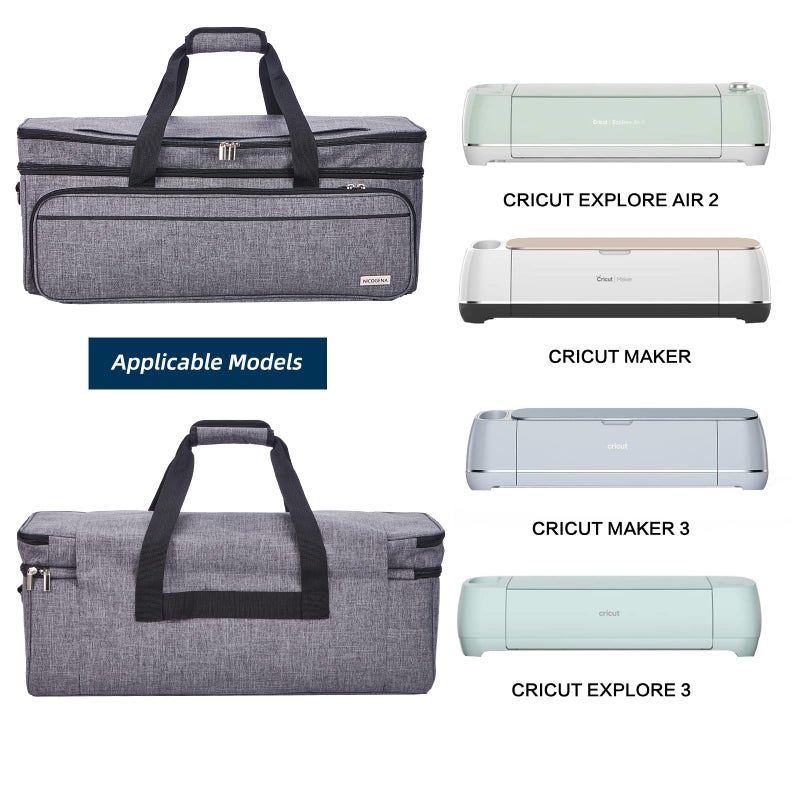 NICOGENA Double Layer Carrying Case with Mat Pocket for Cricut Maker 4, Explore 4, Multi Large Front Compartments for Tools, Accessories and Supplies, Grey - Image 5