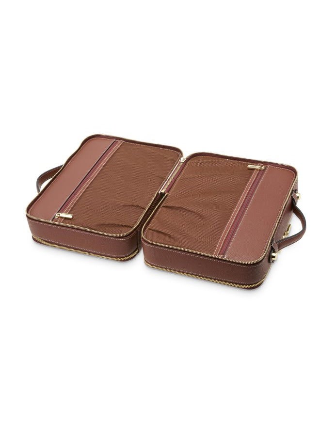 ETOILE Large Twin Cosmetic Case Dual Compartment Cosmetic Beauty Organizer & Toiletry Case, Ginger Brown, Dual Compartment Cosmetic Case - Image 5