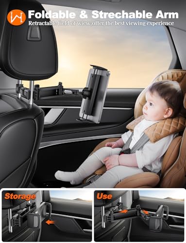 Tryone Car Headrest Tablet Holder Mount Stretchable Backseat Tablets Stand for Kids, Car Seat Mounts Compatible with iPad Pro 12.9 Air Mini, iPhone, Galaxy Tab, Switch, All 4.7-12.9" Screen Devices - Image 3