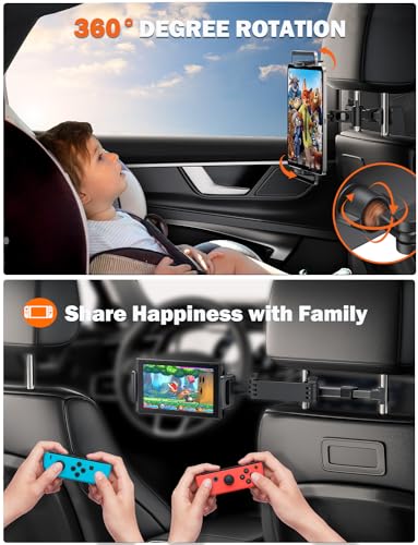 Tryone Car Headrest Tablet Holder Mount Stretchable Backseat Tablets Stand for Kids, Car Seat Mounts Compatible with iPad Pro 12.9 Air Mini, iPhone, Galaxy Tab, Switch, All 4.7-12.9" Screen Devices - Image 5