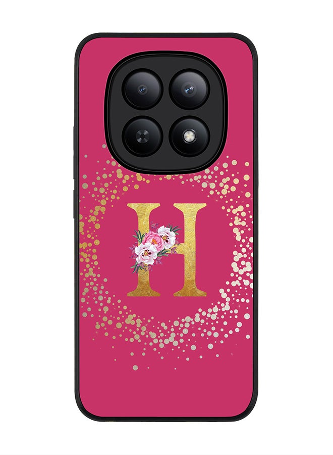 For Xiaomi Redmi Note 15 5G / Poco M8 Case,Slim fit Camera Protection, Shockproof Thin Phone cover  - Custom Monogram Floral - H ( Deep Pink )