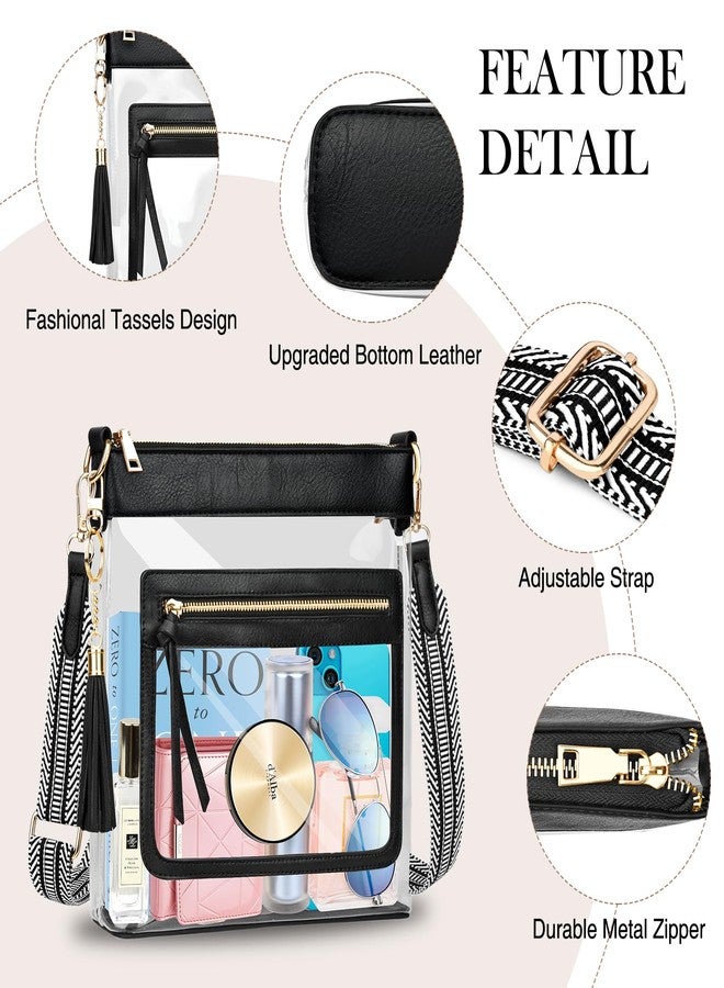 BKNOOU Clear Purses for Women Clear Crossbody Bags Clear Bag for Stadium Events Approved Shoulder Bag for Concert, Black - Image 4