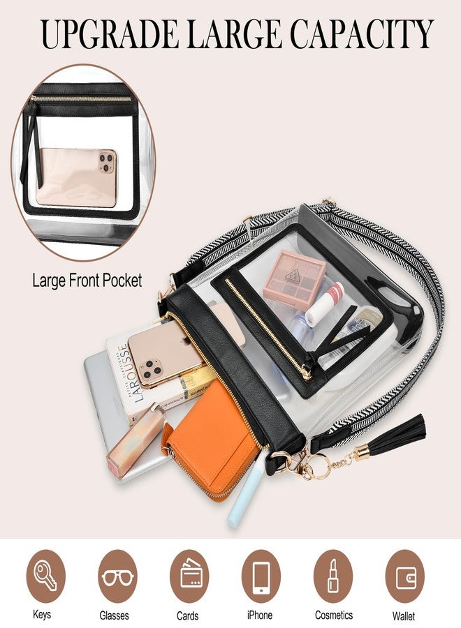 BKNOOU Clear Purses for Women Clear Crossbody Bags Clear Bag for Stadium Events Approved Shoulder Bag for Concert, Black - Image 5
