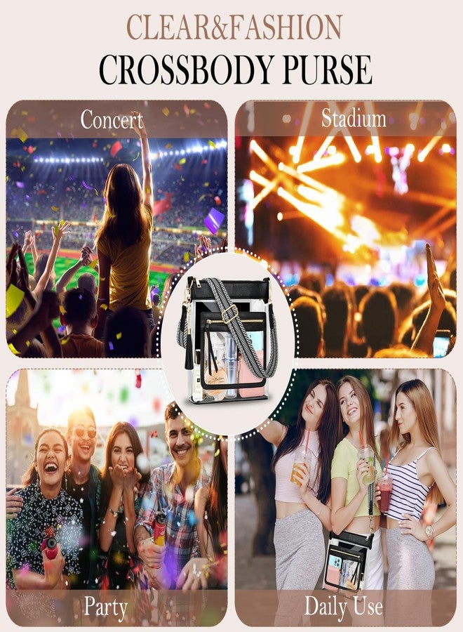 BKNOOU Clear Purses for Women Clear Crossbody Bags Clear Bag for Stadium Events Approved Shoulder Bag for Concert, Black - Image 3